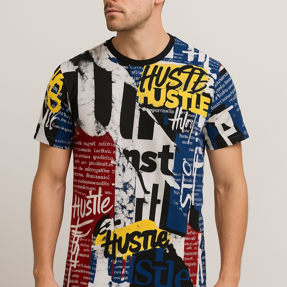 Hustle Graphic Men's T-Shirt - Multicolor
